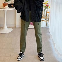 끌레느모네 여성용 아메카지 룩 밴딩 카고 조거팬츠