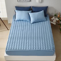 보드래 소프트 침대패드 + 베개커버 세트, 블루