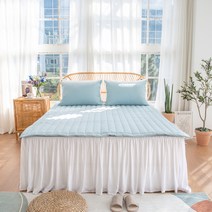 그래이불 하임 60수 고밀도 순면 워싱 침대패드, 파우더블루