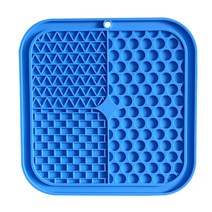 대니하우스 강아지 부착형 실리콘 리킹매트 슬로우 식기 정사각형 3칸, 블루, 1개
