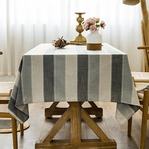 마켓에이 스트라이프 린넨 식탁보, 차콜, 90 x 90 cm