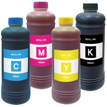 캐논 HP 삼성 엡슨 브라더 전기종 호환잉크 500ml x 4종 세트, 시안, 마젠타, 옐로우, 블랙, 1세트