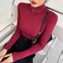 루나걸 여성용 마렐라 슬림 목폴라 티셔츠