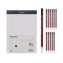 시그니처 리갈패드 B5 5p + 유니볼 연필 HB 12p, 화이트(리갈패드), 1세트