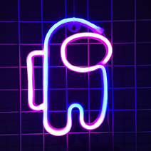 새로그린 우주인 USB 건전지 LED 네온사인, 블루핑크