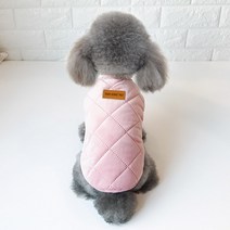 딩동펫 반려동물 캐주얼 벨벳 패딩조끼, 핑크