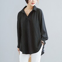 앤드스타일 여성용 시크 카라넥 언발 블라우스 260194