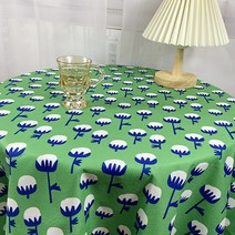 파라다이소 방수 패브릭 플라워 레트로무드 인테리어 식탁보, 그린, 90 x 90 cm