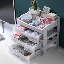 유스몰 플라스틱 다용도 3단 미니 서랍, 화이트, 1개