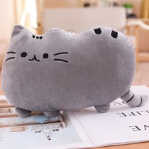 배곧홈데코 부드럽고 귀여운 고양이 등쿠션 허리쿠션, 그레이