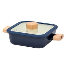 퀸센스 통주물 인덕션 쿠킹스퀘어 사각 냄비 17cm, 17 x 17 x 6.5 cm, 블루 + 아이보리