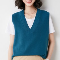 솔레일 여성용 멜로 브이넥 밑단 옆트임 조끼 니트