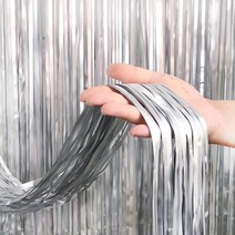 페이토 파티 장식 콩콩 컬러 파티커튼 1 x 2 m, 2개, 실버