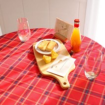 까사베르데 크리스마스 사각 이브 식탁보, 레드 체크, 4인(130 x 150 cm)