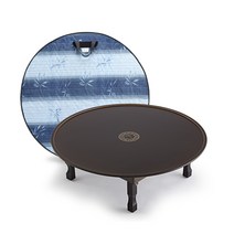 남원목기공예사 창공 상감 원형 엔틱상 90cm + 3중 누빔 상커버, 갈색