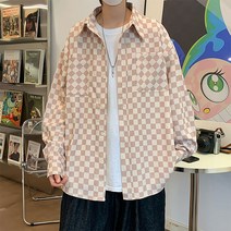 남성용 컬러 투피 체크무늬 카라넥 셔츠 FC-2213384