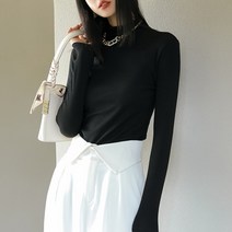 아로무드 여성용 모달 롱슬리브 반목폴라 티셔츠