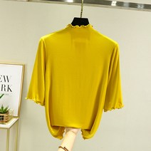 에이홉 여성용 모달 터틀넥 하프 탑 반팔 티셔츠