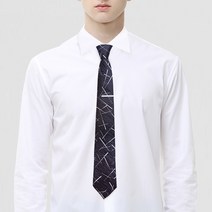 보닌 그라데이션 라인 패턴 실크 블렌딩 지퍼 넥타이 + 핀 세트 TU905NV