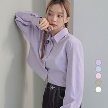 어썸어라운드 여성용 솔리드 컬러 크롭 셔츠