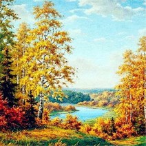 밀스턴 5D 비즈 계절풍경 다이아몬드십자수 DIY 키트 30 x 40 cm, 산속 단풍숲, 1세트