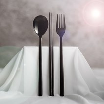 라온누리 리얼심플 수저 + 포크 세트, 블랙, 숟가락 4p + 젓가락 4p + 포크 4p