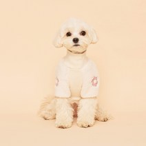 플로트 강아지 플러피후리스 플라워 목폴라 맨투맨, 아이보리