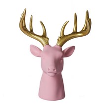 동물 조각상 사슴 장식 소품, 핑크사슴