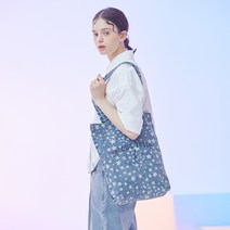 률앤와이 데님 프린트 스타 에코백