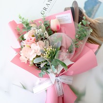 모리앤 조화 미니고리인형 꽃다발 + 초콜릿통, 핑크(꽃다발)