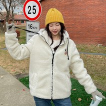 핑크시슬리 포근 미키 덤블 후드집업