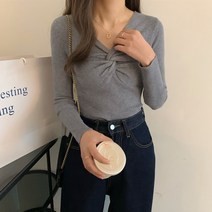 타니즈 타냐 꼬임 여성 골지 니트티