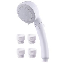 샤워 헤드 마이크로 나노 버블 80 % 절수 고수압 3 단계 모드 지수 버튼 누수 방지 설치 간단 4 종류 어댑터 부착 (화이트)