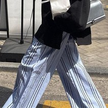 끌라로 스트라이프 와이드 밴딩 팬츠 데일리 긴바지 (여행룩/휴가룩) 2color
