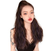 가발위드 펌히피 집게 컬러 웨이브 집게형 포니테일, 1개, 포인트 다크브라운