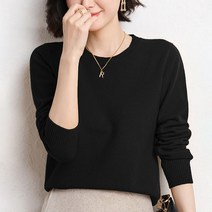 코코라벨라 여성용 기본핏 라운드넥 긴팔 니트 티