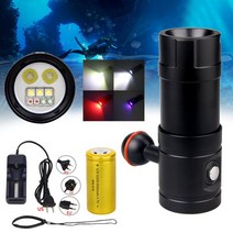 수중랜턴 스쿠버 다이빙 손전등 수중 100M 2350lm 방수 토치 XM LED 화이트/레드/UV 조명 사진 비디오   3, 02 Package B