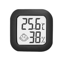Electronic Thermo-Hygrometer with Face Icon LCD Digital Display Temperature Humidity Monitor Built-i, CHINA_Black