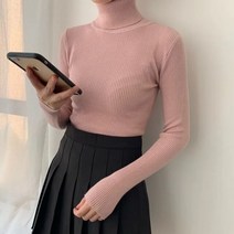 빅카라원피스 여름 미니 하객 한국 기본 터틀넥 캔디 컬러 풀오버 스웨터 여성용 가을/겨울용 두꺼운 슬림 이너 니트 새로운 프레피 스타일 상의