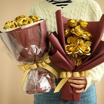 황금 골드 금 장미 꽃다발 2type 어버이날 부모님 생일 선물 카네이션, 원형 금장미 꽃다발 A형