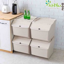 라탄 슬라이딩 플라스틱 오픈 수납함 서랍장 바스켓 리빙박스, 2단, 다크브라운