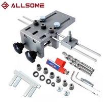 제셈도 웰링 도웰 지그 포지셔닝 ALLSOME-3 In 1 Dowelling 6/8/10mm 목재 드릴링 가이드 로케이터 DIY 목공 도구용 조정 가능한 장부촉 키트