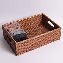 라탄 핸들 직사각 바구니(4size), 중 41x30x10cm, 1개
