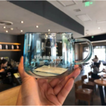 스타벅스 여름 투명 유리컵 순수 샌즈 사무실 내열수컵 남녀 커피잔, 마카롱블루430ml, 마카롱블루430ml