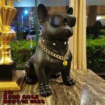 개 불독 강아지 블루투스 스피커 차박 무선 소형 캠핑 캠핑용 야외 인테리어 소품 추천, 라지(블랙)