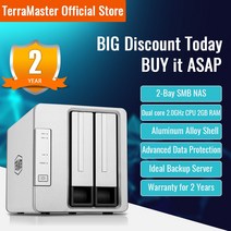 가정용nas nas서버 개인서버 nas하드 terramaster f2-221 nas 2베이 클라우드 스토리지 인텔 듀얼 코어 2.0ghz 플렉스 미디어 서버 네트워크 없음), 협력사