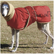 아이쥐 이탈리안그레이하운드옷 휘핏 베들링턴테리어 올인원 겨울옷 대형견옷 목폴라 패딩 리트리, 레드
