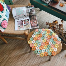 코바늘 방석 뜨기 플라워 러그 손뜨개질 DIY 크로셰 손뜨개 도안, DIY(매트+클러치), 퍼플