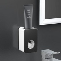 치약 짜개 디스펜서 자동 방진 칫솔 홀더 벽 마운트 스탠드 욕실 액세서리 세트 압착기, Black