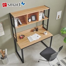 e스마트 스틸 전면 1인 책상세트 책장형 1280, 아카시아_블랙